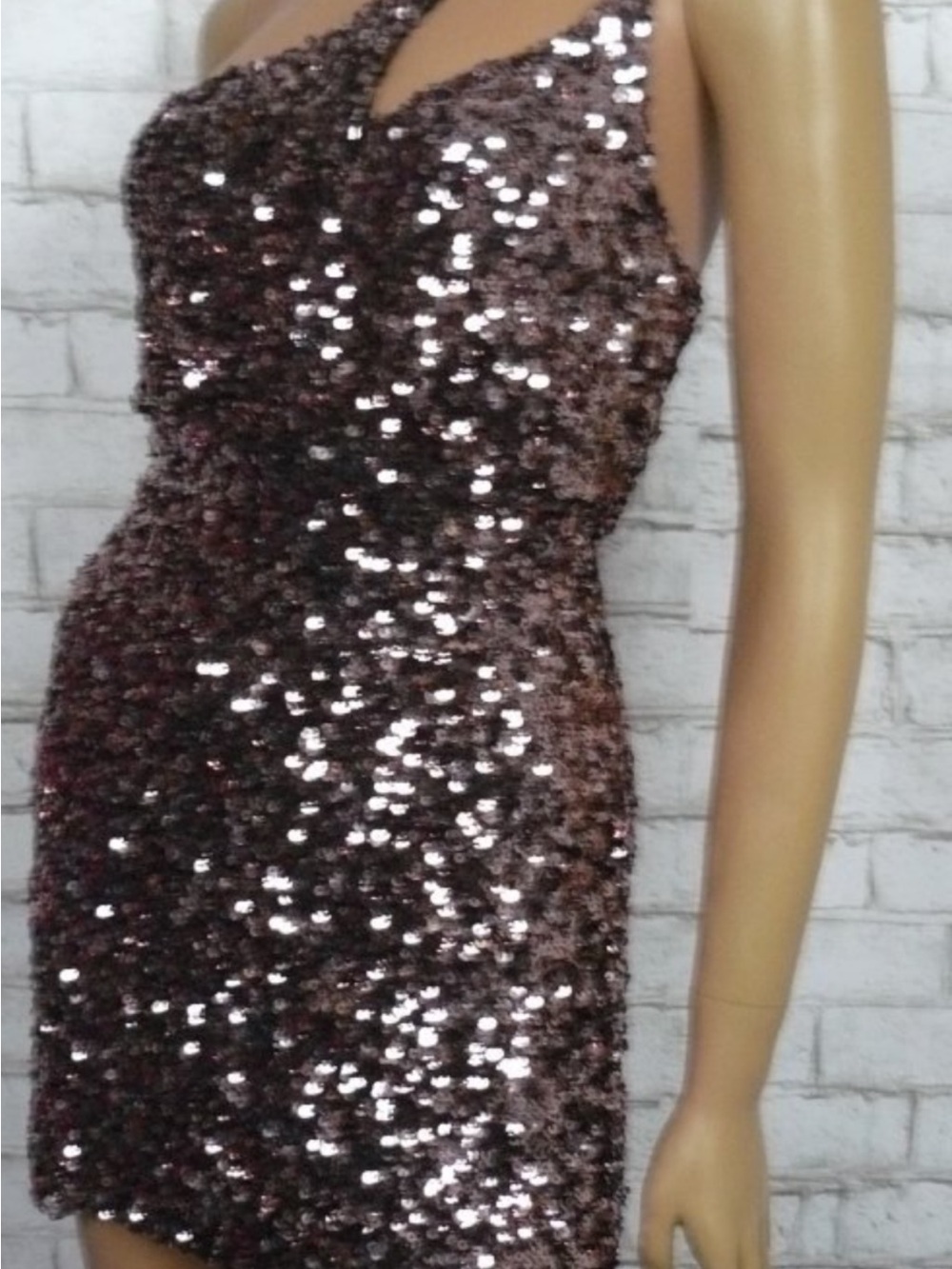 Astr Black Dress with Rose Gold Sequins